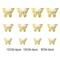 Gold 3D hollow butterfly wall stickers, metallic texture decorative decals for home interior. - HB002