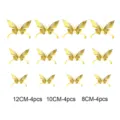 Details of 3D gold hollow butterfly wall stickers, featuring assorted sizes for home decor. - HB003