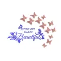 Acrylic mirror wall sticker, Be Your Own Kind Of Beautiful phrase and rose gold butterflies design. - Blue & Rose Gold