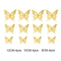 Gold 3D hollow butterfly wall stickers home decor set of 12 pieces in different sizes - HB008