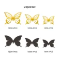3D butterfly wall stickers metallic hollow home decor wall art set of 24 pieces pack - Gold & Pearlescent Paper Charcoal Black