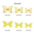 3D gold butterfly wall stickers set 24pcs hollow and solid home decor sizes 12 10 8cm - Gold & Pearlescent Paper Emerald Star