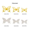 3D Hollow Butterfly Wall Stickers Set Gold and White DIY Home Decor Wall Art 24pcs - Gold and Pearlescent Paper Silver Stars