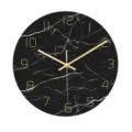 Modern black marble wall clock silent sweep quartz clock for living room bedroom office - Black Marble (CC010)