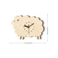 Wooden sheep wall clock with mute movement, cute animal shaped home decor, 27.6x20.5cm size. - Model MCC407-A