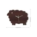 Wooden sheep wall clock dark wood animal shape silent sweep movement decorative clock - Model MCC407-B