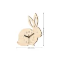 Wooden rabbit shaped wall clock, cute animal design silent sweep movement for home decor. - Natural Wood Color