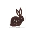 Wooden rabbit wall clock silent sweep movement cute animal design home decor 16.8x22.2cm - Dark Wood