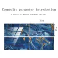 Blue marble tile stickers set of 4 pieces, 30x15cm waterproof self-adhesive wall decor decals. - DLS036