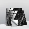 Détail d'autocollant de carrelage en marbre noir, sticker mural en porcelaine de cristal. - 10x10cm 10 Pièces / TS227
