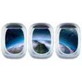 Stickers muraux hublot avion lumineux espace terre design autocollant PVC chambre enfant - Bleu / YGP117