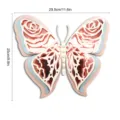 3D layered hollow pearl paper butterfly wall sticker detail, elegant rose hollow design. - HB034 - Style D / L