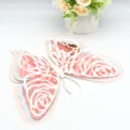 3D 4-layer hollow pearl paper butterfly detail, pink wall sticker for wedding holiday decor. - Style D / Large: With 5 Pieces of 12mm Artificial Pearls