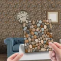 Adesivo murale effetto pietra ciottolo carta da parati adesiva per cucina soggiorno - LA018