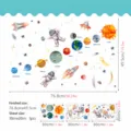 Watercolor space wall stickers for kids room, astronaut planet decor 76.8x49.5cm - YGP135 (Outer Space) / Blue Luminous