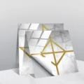 Marble pattern gold geometric tile sticker detail, modern peel and stick wall decor closeup. - TS234