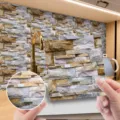 Adesivo murale 3D carta da parati effetto mattone impermeabile per cucina soggiorno. - LA023
