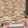 Adesivo murale in pietra finta, carta da parati mattone strutturato variante decoro. - LA024