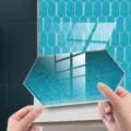 Λεπτομέρεια αυτοκόλλητου πλακιδίου από μπλε εξαγωνικό κρύσταλλο, ελαιοαπωθητικό. - 12 Τεμάχια