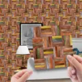 Wood Grain Retro Tile Sticker Self-Adhesive Removable Wall Paper Decoration Home - WDT011