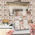 Wood grain tile sticker retro self-adhesive wall paper waterproof kitchen decor removable. - WDT016