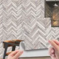 Herringbone wood grain tile sticker self-adhesive retro wall sticker removable decor - WDT005