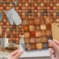Wood grain self-adhesive wall tile sticker retro mosaic kitchen home decor peel and stick - WDT018