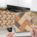 Wood grain self-adhesive tile sticker herringbone backsplash retro wall paper for home kitchen decor - WDT012