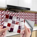 Self-adhesive kitchen tile sticker, waterproof mosaic wall decor in red and purple shades. - KIT066 / 12 Pieces/Pack