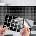 Peel and stick black crystal tile sticker for kitchen backsplash waterproof wallpaper decor - KIT065 / 12 Pieces/Pack