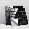 Αυτοκόλλητα πλακίδια μαύρα γυαλιστερά PVC διακόσμηση τοίχου για ανακαίνιση σπιτιού - 15*15cm Paketo 10 Temachion / CRT001 φιλμ κρυστάλλου