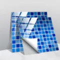 Adesivi per piastrelle a mosaico blu, pellicola in cristallo PVC decorazione murale. - CRT013 / 15x15cm: 10 Pezzi