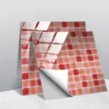 Dettaglio adesivo per piastrelle a mosaico rosso, film cristallo PVC, carta da parati. - CRT014 / 15x15cm: 10 Pezzi