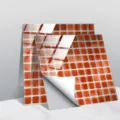 Autocollants de carrelage mosaïque orange, film PVC brillant et étanche pour décoration. - CRT012 / 15x15cm: 10 Pièces