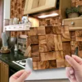 Wood grain peel and stick tile sticker, retro self-adhesive wall sticker for kitchen decor. - WDT017