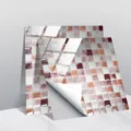 Dettaglio adesivo per piastrelle a mosaico con superficie in pellicola di cristallo lucida e retro. - CRT018 / 15x15cm: 10 Pezzi
