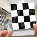 Autocollant de carreau de mosaique 3D motif damier noir et blanc adhesif decoration - MSC059