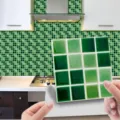 Αυτοκόλλητο πλακιδίων ψηφιδωτό 3D πράσινο γυαλιστερό αδιάβροχο τοίχου κουζίνας μπάνιου - MSC148