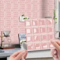 Pink 3D mosaic tile sticker self-adhesive waterproof PVC wall decor DIY home improvement - MSC110