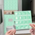 Close-up view of 3D mosaic tile sticker in green, self-adhesive DIY wall decor for bathroom. - MSC112