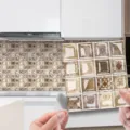 Details of the 3d mosaic tile sticker, self-adhesive pvc wall sticker with retro brown pattern. - MSC119