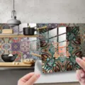 Autocollant de carreaux mandala film cristal autocollant décoration murale de cuisine. - Motif Mandala(TS275) / 10x10 cm - Lot de 10