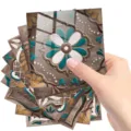 Retro patterned square self adhesive tile stickers decorative wall decals set of 10 - 10x10cm - 10 Pieces / TS316