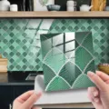 Green palm leaf pattern tile sticker with crystal film for waterproof home decoration - DJ050