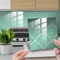 Green palm leaf tile sticker waterproof crystal film wall decor kitchen peel and stick 1pcs - DJ053