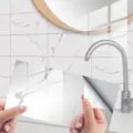 Marble texture self-adhesive tile sticker detail view, waterproof wall decor film for home. - 4 Pieces Pack / DLS095 Crystal Film