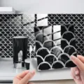 Black and white marble pattern fish scale tile sticker with crystal film gloss for home decor. - DJ-022 / 10x10cm 25 Pcs