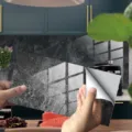Black marble texture tile sticker, waterproof self-adhesive wall paper for kitchen decor. - DLS058
