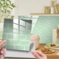 Πράσινο αυτοκόλλητο πλακιδίων 3D γυαλιστερό PVC ταπετσαρία πλάτης κουζίνας παραλλαγή. - 10*10cm Paketo 10 Temachion / Κρυστάλλινη Μεμβράνη DJ064