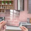 Adesivo per piastrelle in PVC mattone rosa, decorazione murale per la cucina - Pellicola di Cristallo DJ066